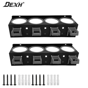 4-Hole Storage Rack Garage Spray Bottle Rack Wall-Mounted Car Beauty Tool Storage RackM Black Gray brush holder Organization