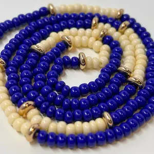 Viahuddi - uGlow Skincare & Waistbeads - Glass Seed Beads Cotton Poly Thread Handmade Tie On for Everyday Wear Affirmation Practices Waist Training Feminine Energy Alignment