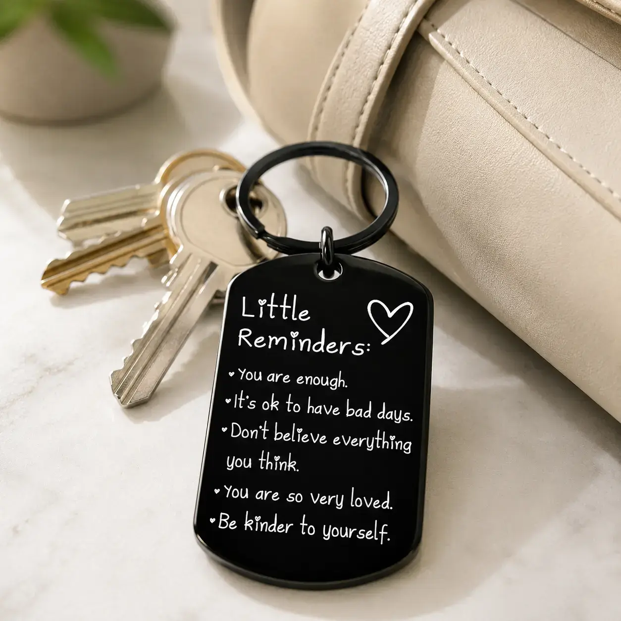 Little Reminders Keychain for Women Men, You Are Enough Inspirational Keyring, Uplifting Gift for Friends