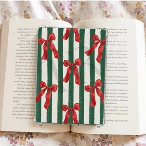 Green Striped and Bow Kindle Case Insert / booktok/ bookish merch/ clear case insert/christmas