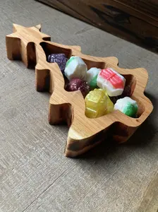 Christmas Tree Candy Dish in Maple Wood Decoration Colorful