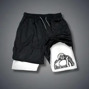 sexy clothing Double-Layer Sports Shorts Graphic Shorts Black Shorts Camo Shorts Streetwear Shorts Men Outfits Men Short Shorts Vacation Outfits Shorts