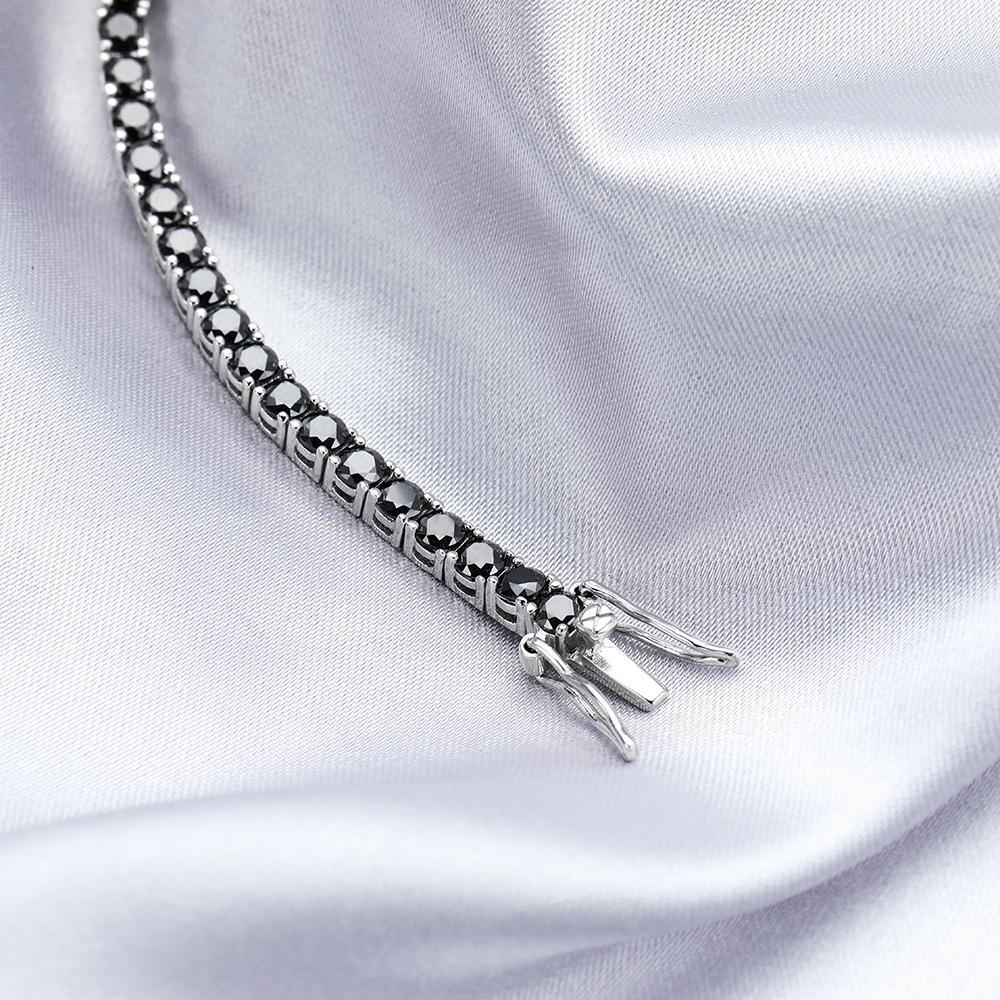 EWYA GRA Certified Full 3/4/5/6.5MM Black Moissanite Tennis Bracelet for Men Women S925 Silver Plated 18K Black Gold Bracelets