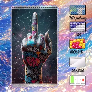 DIY 5D Flocking Cloth Diamond Painting Kit, AB Drill, Fairy Dust Drill, Crystal Drill Gesture, Graffiti, Background Diamond Embroidery, Special Craft Diamond Art Set, Wall Decoration, Gift for Family, Lovers, Friends