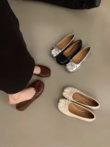 Women's Classic Solid Color Bowknot Mary Jane Shoes, Tabi Ninja Casual Shoes, Casual Flats for Daily Wear, Lightweight Breathable Comfortable Shoes for Women, Ballet Style Flats