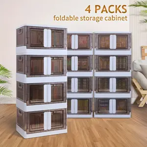 1pc MCQ Widening 4-Layer ABS White Double Door Storage Cabinet - Casual Style, Floor Mount, Independent, No Electricity Needed, Space Saving Design