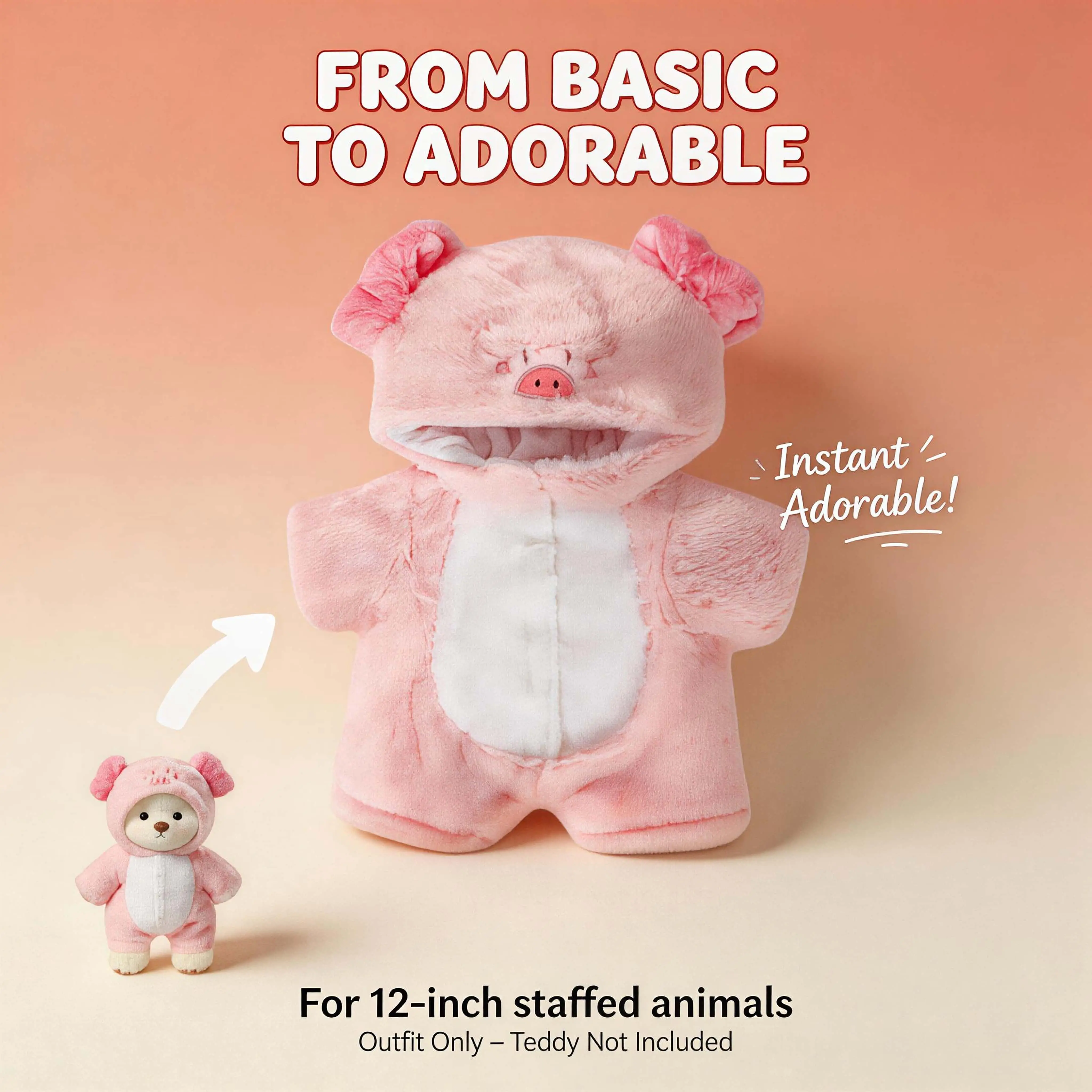 12-inch pink piggy jumpsuit