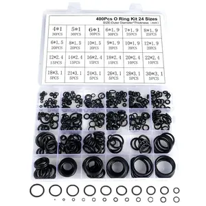 400 count Rubber O-Rings Assortment Kit, 24 Sizes Rubber O-Ring Sealing Seal Assortment Set for Faucet, Hose, Automotive Repair, Plumbing, Gas, O Rings Kit