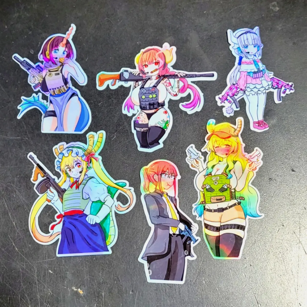 Kobayashi Dragon Maid Hitsquad Holographic Sticker Set. (6pc)