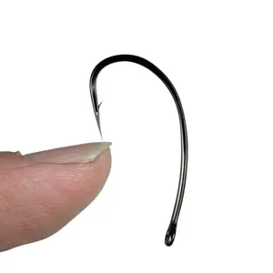 Curved Shank Long Handle Carp Fishing Hook with Eyelet, Durable Design for Carp and Big Fish, High-Performance Fishing Gear, Fishing Equipment