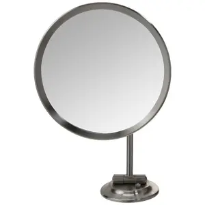 Mirror Image Single-Sided Round LED Lighted Magnified Make-up Mirror, Brushed Nickel