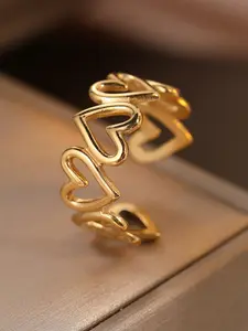 Stainless steel ring heart design plain ring for women fashion stackable cuff rings suitable for daily wear party jewelry birthday anniversary Valentine's Day gifts