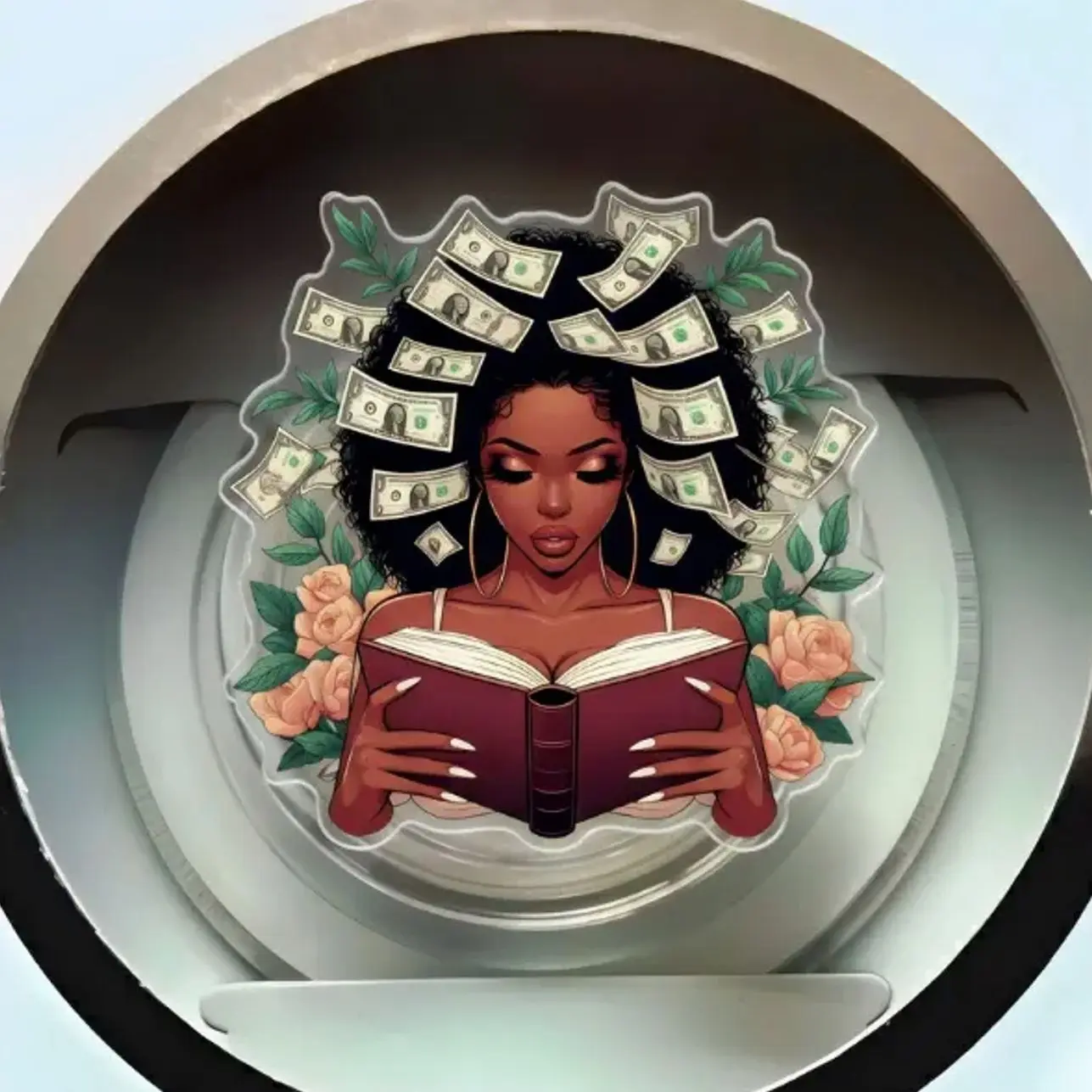 Reading Money Black Girl Phone Grip, Bookish Kindle Holder, Magnetic Phone Accessory, Pop Socket, Gift For Book Lovers