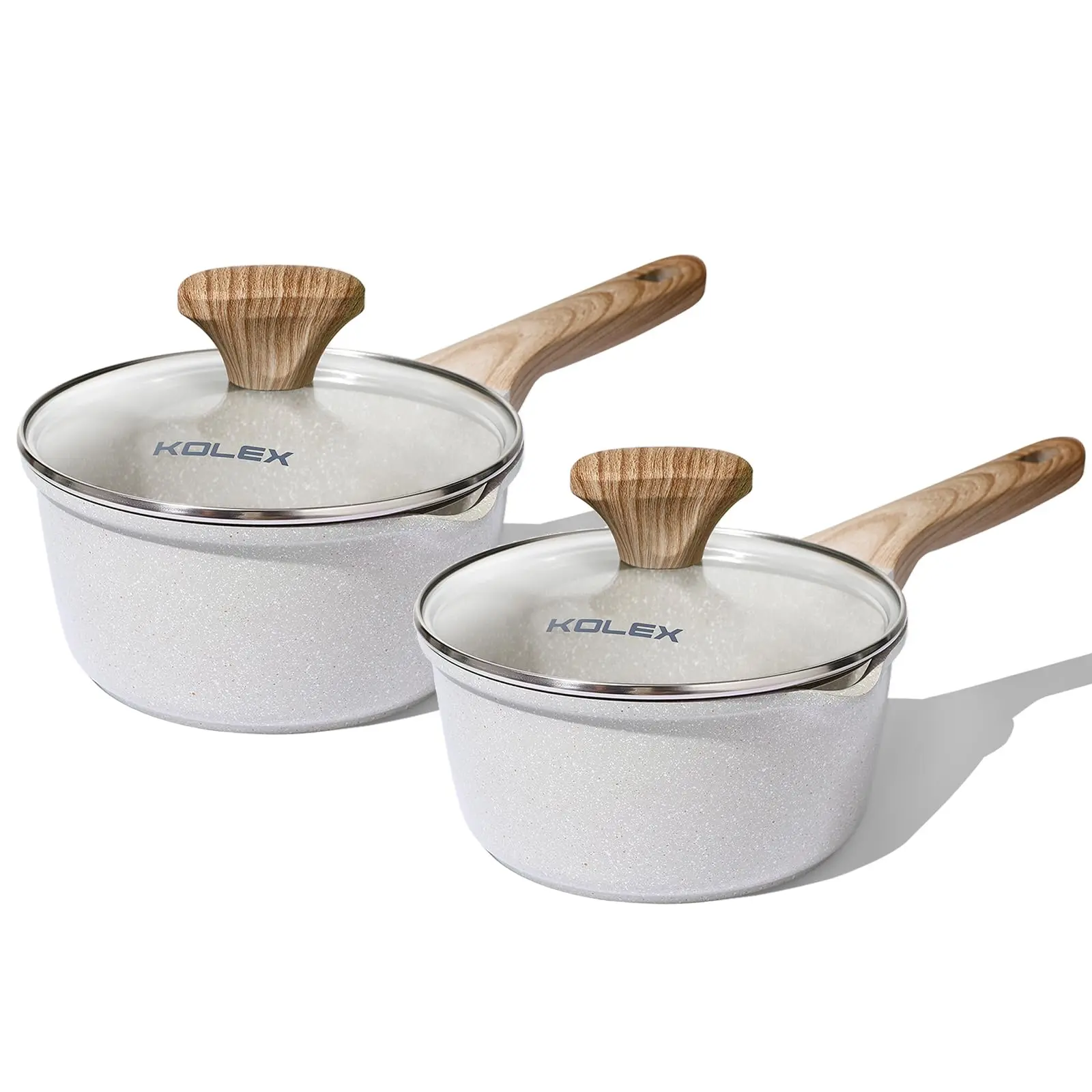 KOLEX Nonstick Saucepan Set with Lid,Granite Sauce pot Cooking Pots Set, Stay-cool Handle, Induction Compatible, PFOA Free Visit the KOLEX Store
