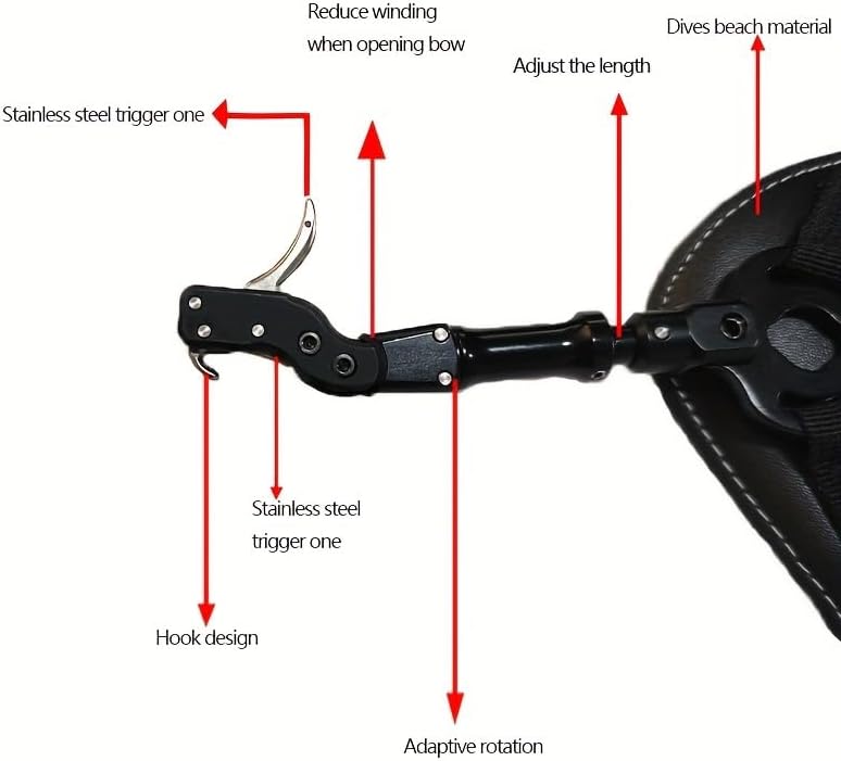 Index Finger Archery Release Open Hook BowhuntingTrigger Aid with Single-Sear Design, Adjustable Length,Travel & Tension