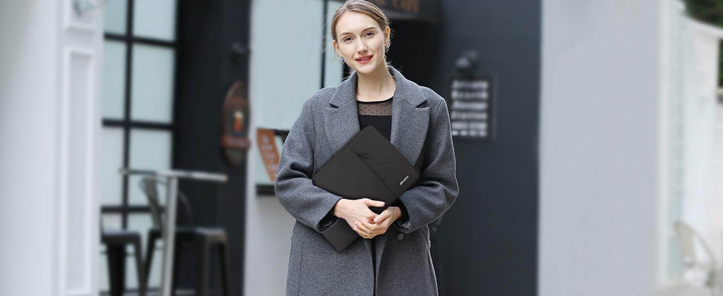 MOSISO Laptop Case 16 inch, 15-15.6 inch Laptop Sleeve Compatible with MacBook Pro 16 M5 M4 M3 M2 M1, HP Acer Dell Lenovo ASUS, Polyester Vertical Computer Sleeve Bag with Pocket, Black