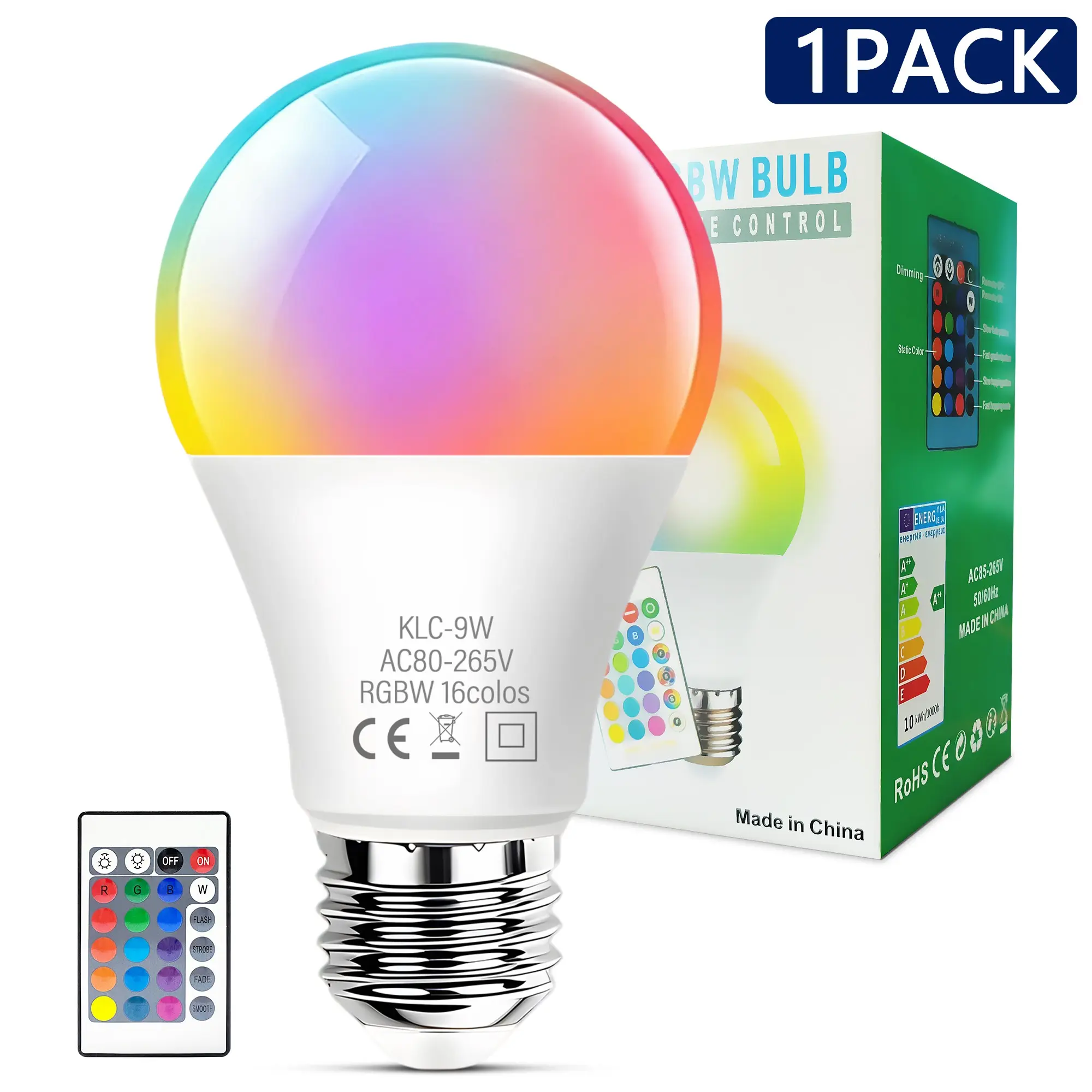 Kasotile LED Bulb, Full Color Changing Adjustable Light Bulb, RGB Colorful E26/e27, 9w/15w Lumens Ambient Light Bulb, Vibrant Led Lights