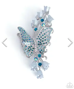 Blue Butterfly Rhinestone Hair Claw