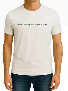 Limited Edition Men’s Text T-Shirt – White | Slim Fit | Crew Neck | Soft Poly-Cotton