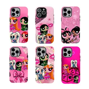 Powerpuff Girls Trick-or-Treat with Vibrant Fall Cartoon Phone Case,for iPhone 17 Air Promax 16 15 14 13 12 11 8 7 for Samsung Series,Tough phone case, give family and friends Christmas Halloween gifts Protective Cover Protection Casing