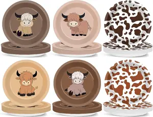 60 count Highland Cow Party Supplies Brown Cow Party Paper Plates 7Inch Highland Cattle Plates Western Cattle Dinnerware Decorations for Birthday  Shower Farmhouse Disposable Parties Supplies