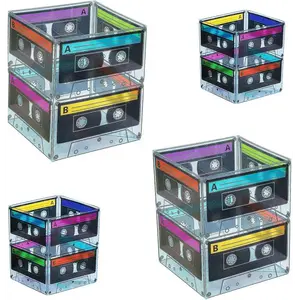 4E's  Novelty 4-Pack Cassette Bucket – 80s & 90s Party Centerpieces & Retro Candy Holders