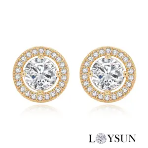 Loysun jewelry Vintage Round Cubic Zirconia Stud Earrings for Women – Micro-Paved CZ Elegant Retro Earrings