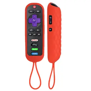Tcl Roku Remote Control Silicone Protective Case, Thick Leather Texture Anti-Drop Night Glow Color with Lanyard, Durable Cover
