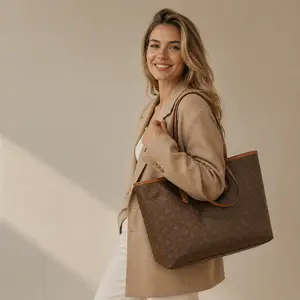 Trendy Monogram Tote Bag for Modern Women - Roomy All-Day Shoulder Purse for Shopping & Casual Commuting