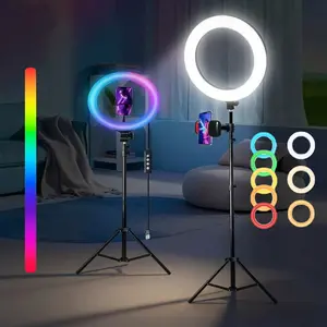 12" RGB Ring Light with 63" Tripod Stand – 3 CCT Modes & 39 Color Modes Selfie Light – 2-in-1 LED Ring Light for Makeup, Live Streaming, March Madness, Spring Break, World Cup