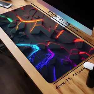 Stylish Neon Gaming Mouse Pad 3D Cool Colorful Large Desk Mat Office Desk Accessories With Stitched Edge Non-Slip Mousepad Rubber Base Computer Keyboard Desk Pad 35.4x15.7 Inch Table Mat for Home Office as Gift for Friends Women Men Friends