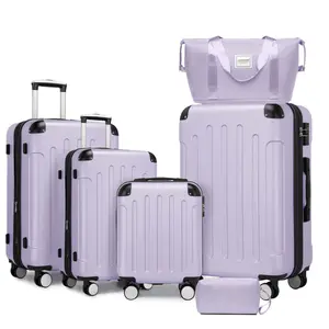Luggage Sets 6 Piece, Expandable Luggage Set Clearance for Women, Suitcases with Wheels, Hardside Hard Shell Travel Luggage with TSA Lock (Lavender, 6pcs)