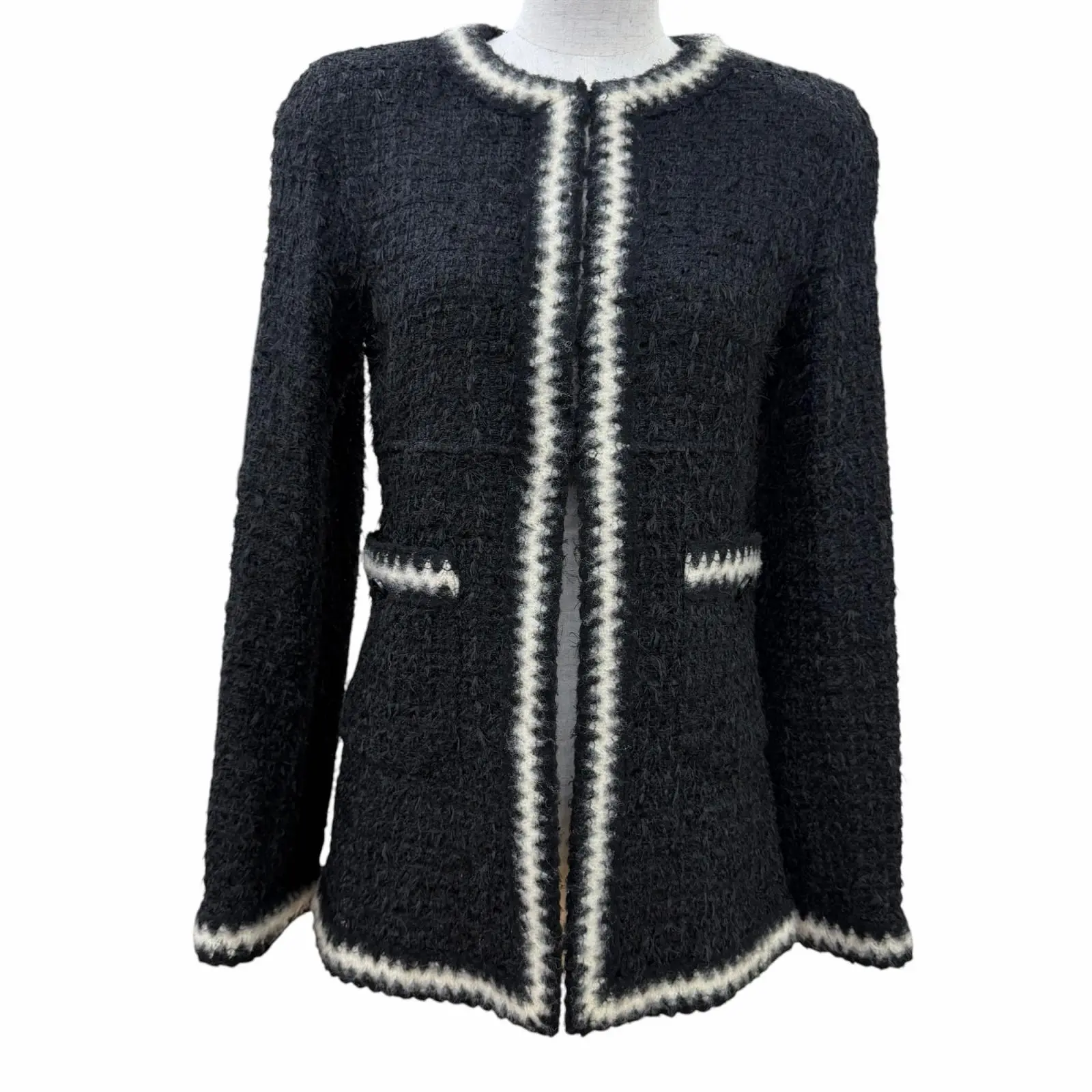 Pre-owned CHANEL Polyester Small Leather Goods Knit Tweed Jacket