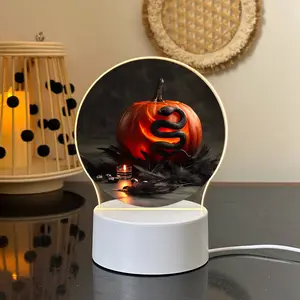 LED Acrylic Night Light, Snake Wrapped Pumpkin Design, USB Interface and Switch, Perfect for Halloween Atmosphere, Gothic Style Decoration