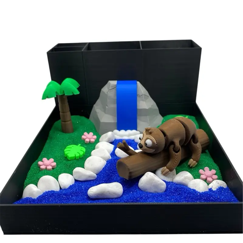 Sloth Zen Garden, Mini Desk Decor, Sensory Calming Sand Garden for Desk, Fidget Stress Relief, Office Decor, Cubicle Decor