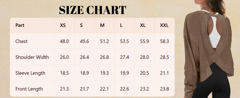 SCUSTY Womens Open Back Workout Top Long Sleeve Athletic Casual Crop Running Shirt