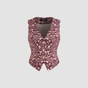 Cider [size 2-10] Wool-blend V-neck Aztec Button Blazer Vest