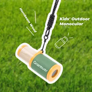 Kids' Outdoor Exploration Monocular, Hornbeam Wood,Free sturdy lanyard included! Auto-focus-free Nature Observation Tool for Young Adventurers