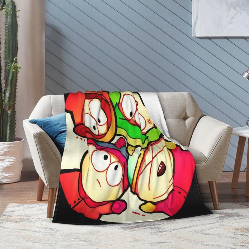 South Park 2 Theme Soft Flannel Blanket - Vibrant Cartoon Character Design, Essential for Home, Office, and Travel, Perfect Christmas Birthday Gift soft flannel sofa