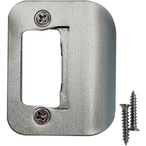 Door Strike Plate with Screws, – 2-1/4" by 1-3/4" Universal Latch Restorer Alloy Steel Lock Hardware for Interior and Exterior Doors, Replacement Door Latch Plate