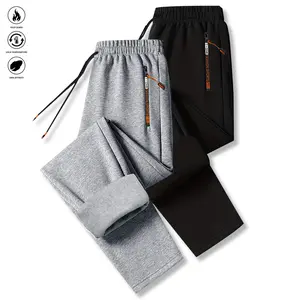 Men's fleece joggers with zippered pockets - casual athletic pants, drawstring waistband, solid color, suitable for running, workouts, gym sessions, and outdoor activities. Jogging pants, activewear, loungewear.