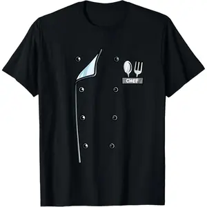[100% Cotton] Chef Costume Coat Uniform Funny Cook Jacket for Cooking T-Shirt Tee