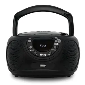 Hplay Gummy P16 Portable CD Boombox For Music Lovers With AM FM Radio, Aux, Headphone Jack, Lime Handle