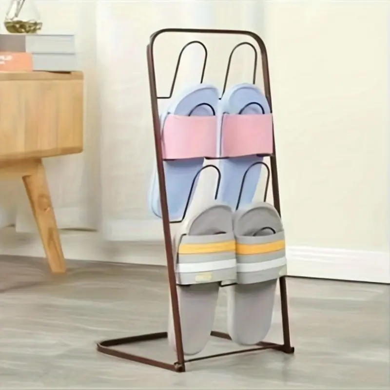 Foldable Iron Metal Shoe Rack - 4-Layer, 2 cm Width, Compact, Sturdy Household Slipper Organizer for Shoe Organization