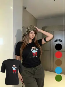 Women's Fashion Frog Photographer Print Knit Sweater, Elegant Comfortable Casual Round Neck, Summer New Multi-Color Short Sleeve Pullover