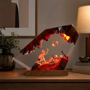 Gollum Power Ring Epoxy Resin Lamp, Dark Lord's Ring Fantasy World Night Light, Halloween Gift