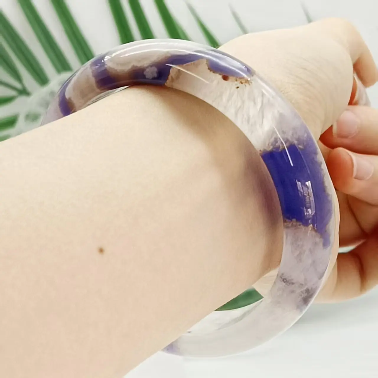Natural Jade Natural Cherry Blossom Agate Bangle Floating Flower