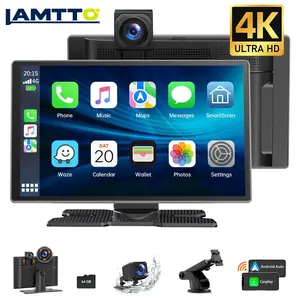 【Valentines】LAMTTO Portable Carplay Android Auto Car Stereo with 4K Dash Cam & 1080p Backup Camera for All Vehicles wireless android