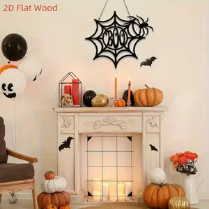 Halloween Door Decorations, Spider Web Design, Durable Metal Wall Art, Perfect for Halloween & Ghost Theme Party Decoration