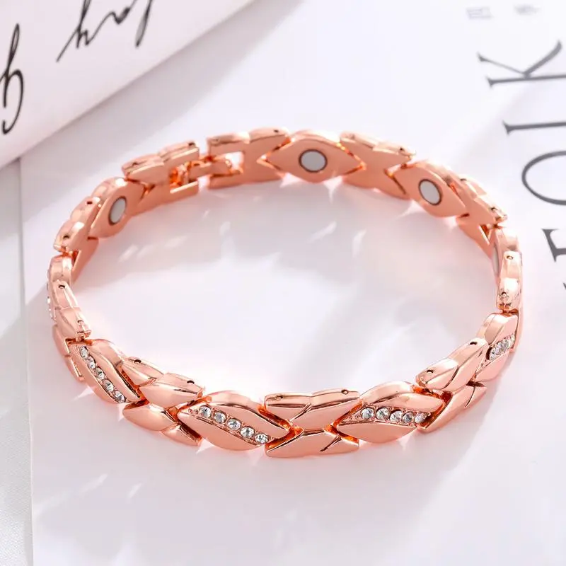Magnetic Bracelets for Women 99.99% Pure Copper Bracelet with 3500 Gauss Magnets Classic Crystal Heart Wire Design, Adjustable Bracelet Perfect Christmas & Mother's Day stainless steel Jewelry Gift for Women energy bracelet